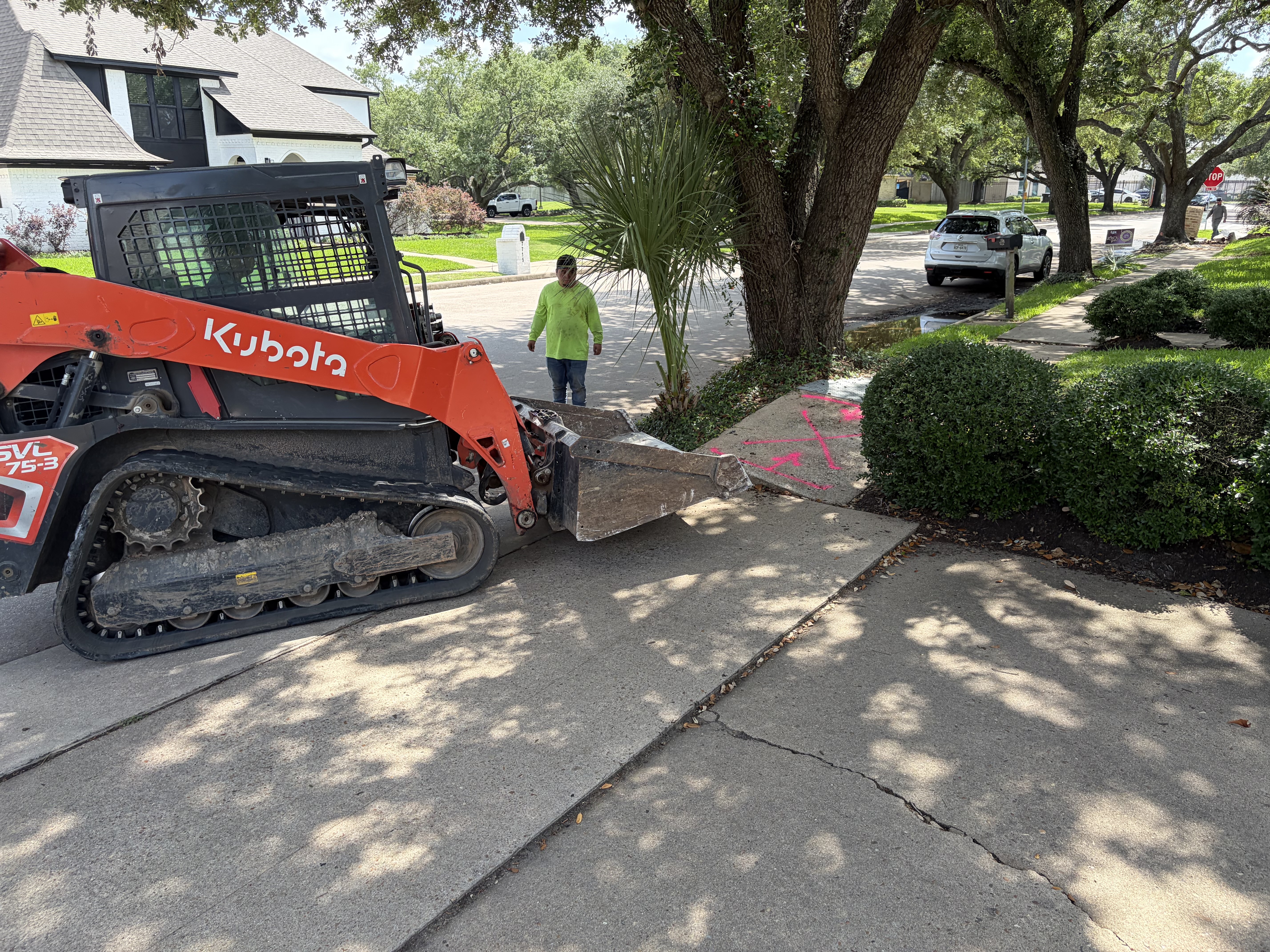 Backyard concrete patio and pool deck repair in Houston by Texas Slab Guys